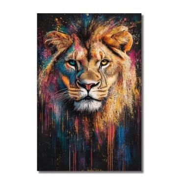 Imagem de Colorido Abstrato Animal Leão Gato Graffiti Arte Pintura Em Tela Carta