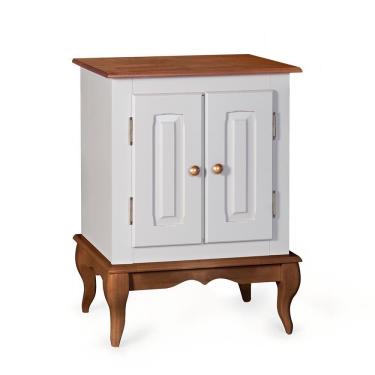 Imagem de Gabinete para Banheiro 2 Portas com Pés Luiz XV Dália 3057 - Off White/Imbuia Glazer