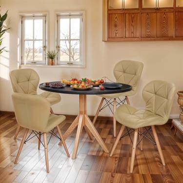 Imagem de Kit 4 Cadeiras Charles Eiffel Slim Wood Estofada (Bege)