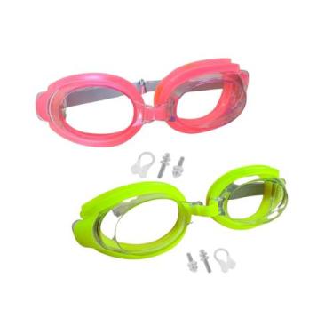 Imagem de kit 2 Óculos de natação Infantil Silicone piscina praia para menino e 