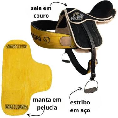 Imagem de Sela para cavalo Vaquejada Em Couro Preta selote - selaria shopping do