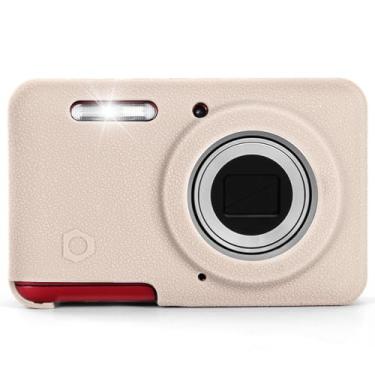 Imagem de Capa de silicone macio compatível com câmera digital Kodak PIXPRO FZ55, capa de silicone de couro de grão superior (branco arroz)