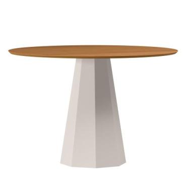 Imagem de Mesa de Jantar Redonda para 4 Lugares Tampo em Mdf 1,17m Isis Off Whit