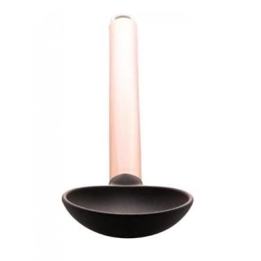 Imagem de Colher de Arroz Nylon Preta Cabo De Aço Inox Rose Gold 34cm - Lyor