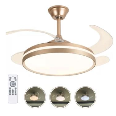 Imagem de Ventilador de Teto Grande Lampada Led 3 em 1 Pa Retratil Ajustavel Controle Casa Trabalho Moderno Silencioso Potente