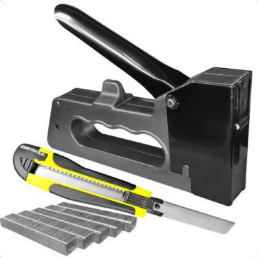 Imagem de Grampeador de Tapeceiro Vai Com Grampo 8mm e Estilete Largo 18mm - Sta
