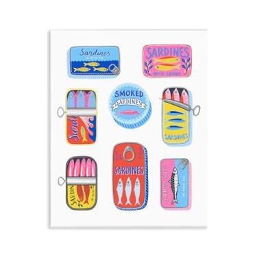 Imagem de Stupell Industries Latas de sardinha brilhante e pastel design de arte de parede por Bex Morley Design, 14 x 11