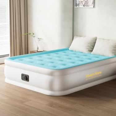Imagem de Colchão de ar completo com bomba embutida, bomba elétrica plug-in Colchon cama de ar inflável, colchão portátil com bolsa, colchão de ar duplo para alugar casa, acampamento e convidados. (45,7 cm