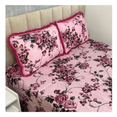 Imagem de Jogo de Colcha Casal Box Linhão com Franja e Fronhas Algodão – Cobre Leito Estampado Dupla Face, Macio e Durável(MODELO - 4)