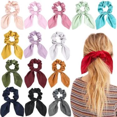 Imagem de Elásticos de cabelo Aileam Bow Bunny Ears Silk 14 peças para mulheres