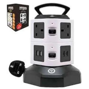 Imagem de Torre Vertical 3 Tomadas e 2 USB com Botões Individuais – Ideal para Casa e Escritório