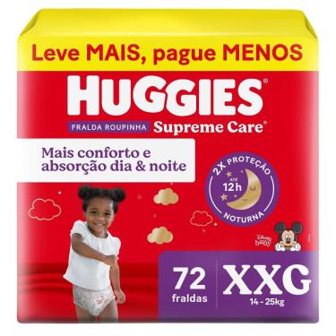Imagem de Fralda Roupinha Huggies Supreme Care Tamanho XXG 72 Unidades Descartáveis