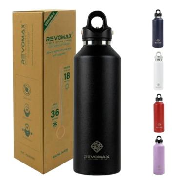 Imagem de Revomax Garrafa Térmica Desportiva de Vácuo em Aço Inoxidável, Copos Portátil para Viagem 950ml (Preto)