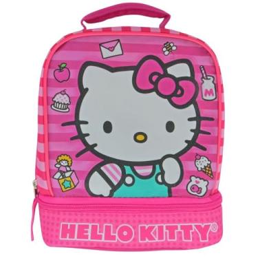 Imagem de Fast Forward Hello Kitty Lancheira isolada, rosa, compartimento duplo com fundo suspenso