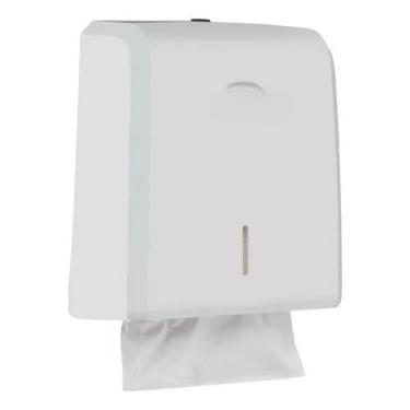 Imagem de Kit 2 Dispensers Papel Toalha + Papel Interfolha Celulose – Prático, Higiênico, Compacto - Nobre(Branco)