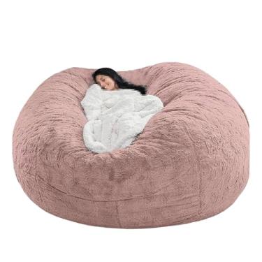 Imagem de Capa de sofá tipo pufe lavável, capa para cadeira, cama e sofá grandes, espreguiçadeira de pele sintética para sala de estar, decoração (sem enchimento)(Pale Pink,6ft)