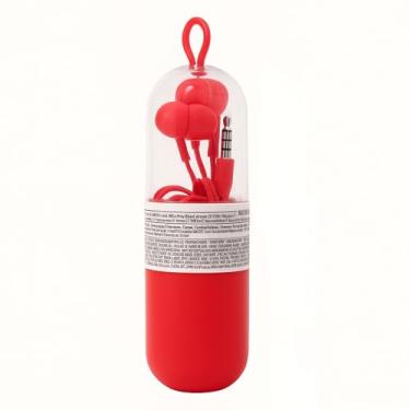 Imagem de Fone de Ouvido Auricular com Fio e Estojo Conector P2 - Vermelho