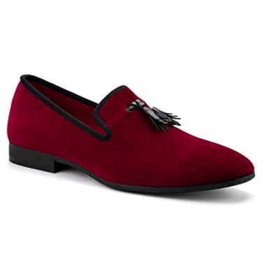 Imagem de Meijiana Mocassins masculinos para vestido de casamento, mocassins sem cadarço para homens, sapatos de terno de smoking, Vermelho - 05, 41