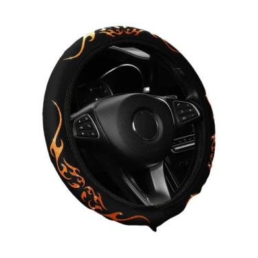 Imagem de Capa De Volante Automotiva Em Tecido Dinâmico Com Totem De Chama Brilh