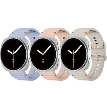 Imagem de Pacote com 3 pulseiras esportivas compatíveis com Samsung Galaxy Watch 8 de 40 mm e 44 mm/8 Classic de 46 mm, pulseira de silicone macio sem lacunas à prova d'água para Samsung Galaxy Watch 8 Classic