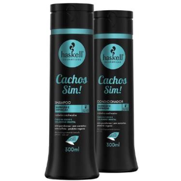 Imagem de Kit Haskell Cachos Sim Shampoo Condicionador 300ml Tratamento Definiçã