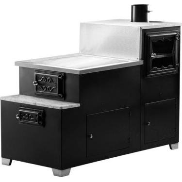 Imagem de Fogão a Lenha Gênova Direito Chapa Ferro Preto HMD