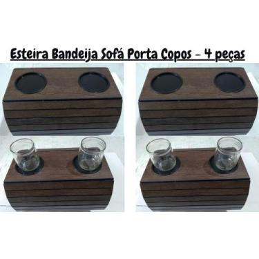 Imagem de Kit Esteira Bandeja Sofá Porta Copos - 4 Peças - Mlóbis Móveis
