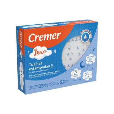 Imagem de Toalha Fralda Estampada Luxo Com 3 unidades Azul CREMER