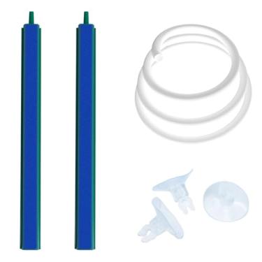 Imagem de Saim Barra de ar para aquário borbulhador de 27 cm, pedra borbulhadora com base de plástico, tubulação de linha aérea de 3 metros com ventosas de 3 peças para tanque de peixes, barra de pedra de ar