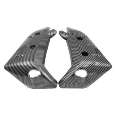 Imagem de JicSuXi Peças de reposição para carenagem do radiador do pisca-pisca frontal, decoração fácil de instalar para acessórios de motocicleta para MT-10, Padrão de Fibra de Carbono