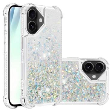 Imagem de MRRSIWEI Capa com glitter brilhante para APP 107, TPU macio, brilhante, líquido, flutuante, transparente, capa para mulheres e meninas, capa para IPE 107. Prata líquida
