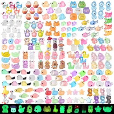 Imagem de Vicenpal Miniatura luminosa de 360 peças, miniatura, animais de resina, conjunto com 32, minúsculo resina a granel que brilha no escuro, pato capivara, coelhinho, pássaro, tartaruga, acessórios para