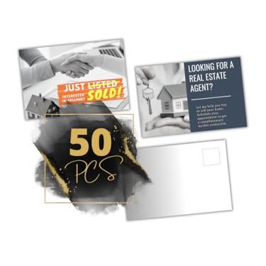 Imagem de Cartões postais de marketing imobiliário de 50 peças para corretores de imóveis (22 x 15.2 cm) | Cartões impulsionadores de clientes de marketing direto | 2 Design BDL