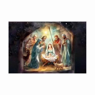 Imagem de Painel de Lona Natal Pintura Presépio Chegada de Jesus - 180x120cm - F