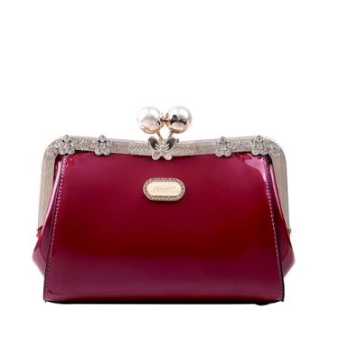 Imagem de BRANGIO Italy Clutch – Bolsa de noite com pérola Kiss-Lock, enfeites florais de cristal | Empresa dos EUA é enviada de L.A., rosa
