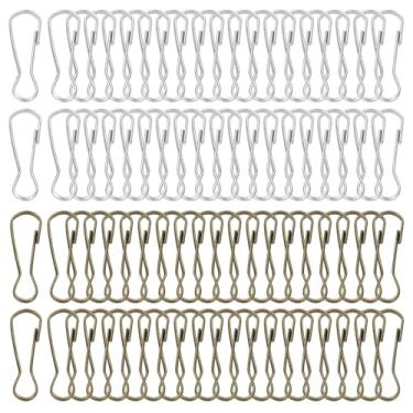 Imagem de PATIKIL Ganchos de cordão, 80 peças de aço inoxidável 32 x 11 x 3 mm com mola 304 ganchos de metal para chaveiro, chaveiro, cartão de identificação, cortina de chuveiro, prata bronze