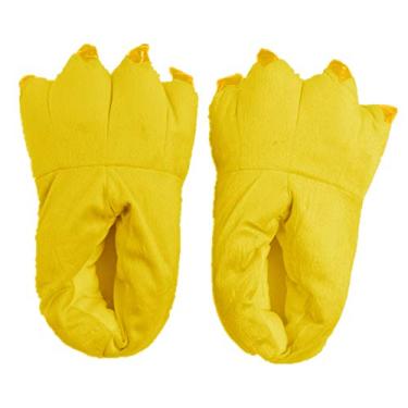 Imagem de Japsom Pantufa unissex aconchegante de flanela para fantasia de animal de Halloween com garra de pata, Amarelo, 8.5-12.5 Wide Women/7-10 Wide Men