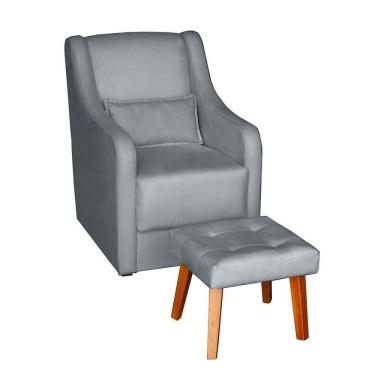 Imagem de Poltrona Para Amamentação e Descanso Glamour Com Puff e Almofada Confortavel cinza