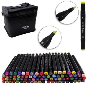 Imagem de Caneta Hidrografica Ponta Grossa E Fina Dupla Com 80 Pecas - Mohnish