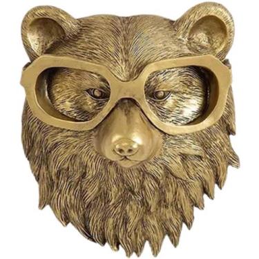 Imagem de Decoração de parede UITWMKTG Animal Head Gold Resin para casa