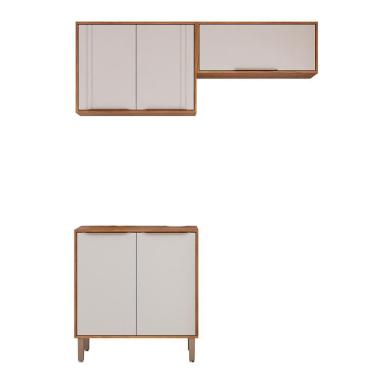 Imagem de Kit Armário Aéreo Cozinha Compacta áurea 160cm E Balcão Cinamomo-Branco