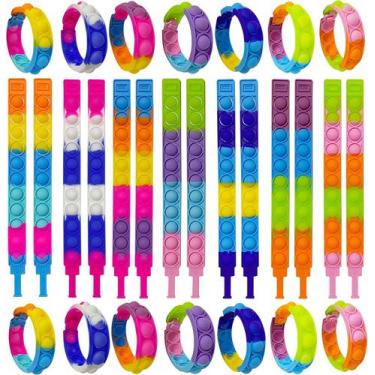 Imagem de 28 pçs fidget pulseira de alívio de estresse pulseira fidget brinquedo