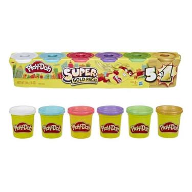 Imagem de Massinha Play Doh Super Silver Gold Pack Com 6  - Hasbro