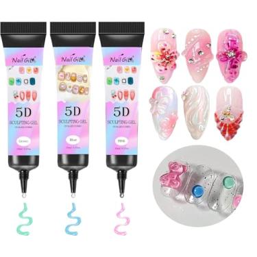 Imagem de NAILGIL Gel de escultura 3D para arte de unhas 30 g rosa verde azul gel de moldagem sem pano para unhas delineador de gel 5D desenho, moldagem, escultura, decoração de unhas de gel de doces de Natal