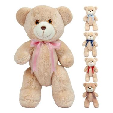 Imagem de 2X Ursinho De Pelúcia 29Cm Antialérgico Articulado Com Laço