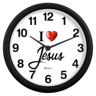 Imagem de Relógio De Parede Analógico Herweg I Love Jesus 6669 034