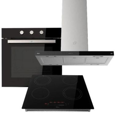 Imagem de Kit Cooktop 4 Bocas - Forno De Embutir 77L - Coifa Ilha 90cm Oster 220