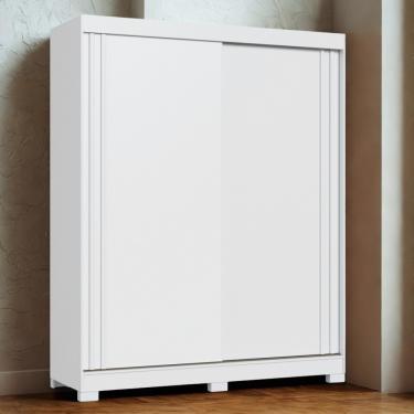 Imagem de Guarda Roupa Solteiro Flex Ripado 2 Portas de Correr Rudá Móveis Castro - Branco Line/Branco Line/Duna