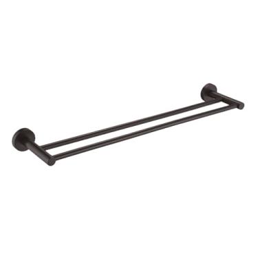 Imagem de Toalheiro de aço inoxidável preto fosco para parede, saboneteira, suporte para papel higiênico, ganchos para toalhas, acessórios para banheiro, barra dupla para toalhas