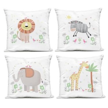 Imagem de Stupell Industries Travesseiro com estampa de animais e flores da selva para bebês, 45 x 18 x 45 cm, verde